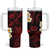 Hawaii Kauai Islands Pacific Plumeria Tumbler With Handle Red Polynesian Tattoo