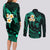 Polynesian Hawaii Couples Long Sleeve Bodycon Dress and Long Sleeve Button Shirts Kauai Islands with Pacific Plumeria Turquoise Vibe LT9 - Polynesian Pride