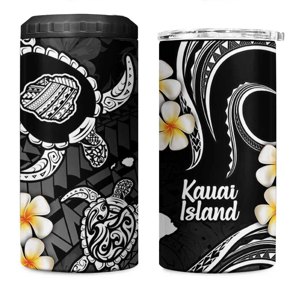 Hawaii Kauai Islands Pacific Plumeria 4 in 1 Can Cooler Tumbler White Polynesian Tattoo LT9 One Size: 16 oz White - Polynesian Pride