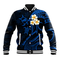 Hawaii Baseball Jacket Kahoolawe Islands Polynesian Sunset Plumeria LT9 Unisex Blue - Polynesian Pride