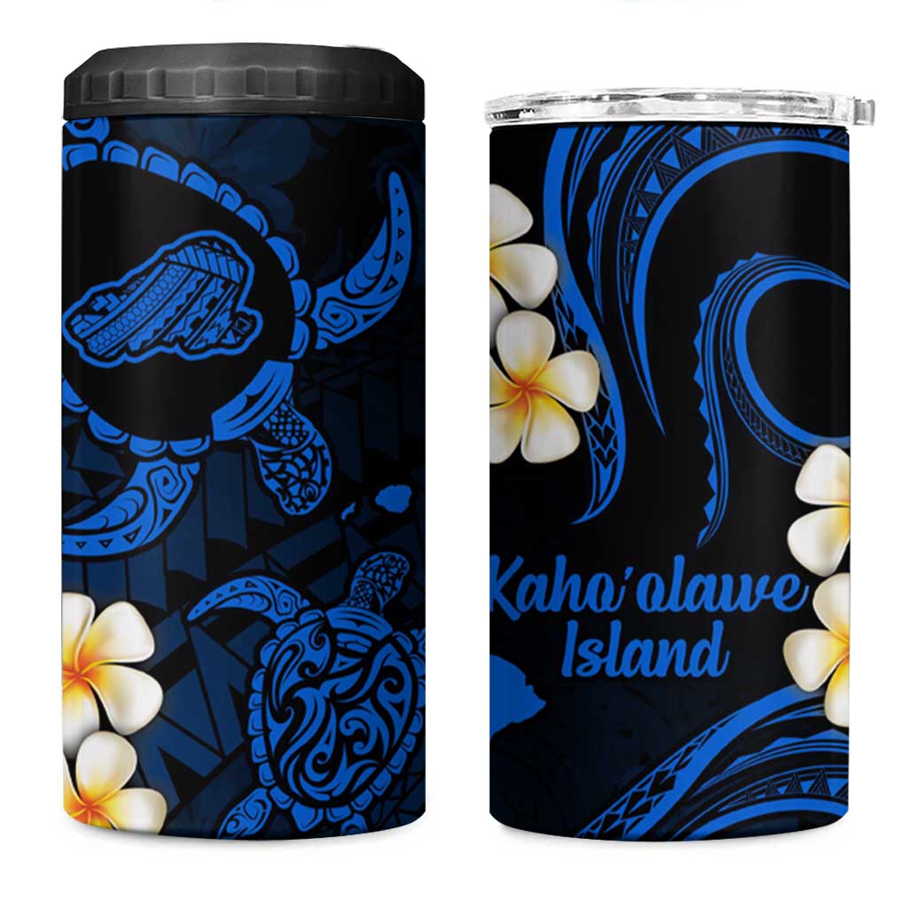 Hawaii Kahoolawe Islands Pacific Plumeria 4 in 1 Can Cooler Tumbler Blue Polynesian Tattoo LT9 One Size: 16 oz Blue - Polynesian Pride