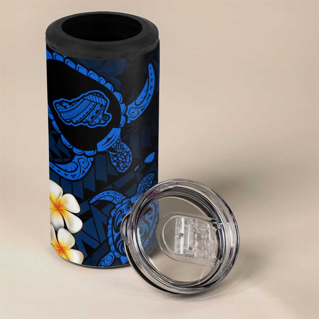 Hawaii Kahoolawe Islands Pacific Plumeria 4 in 1 Can Cooler Tumbler Blue Polynesian Tattoo LT9 - Polynesian Pride