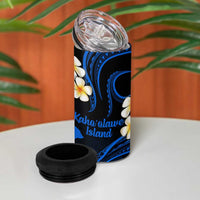 Hawaii Kahoolawe Islands Pacific Plumeria 4 in 1 Can Cooler Tumbler Blue Polynesian Tattoo LT9 - Polynesian Pride