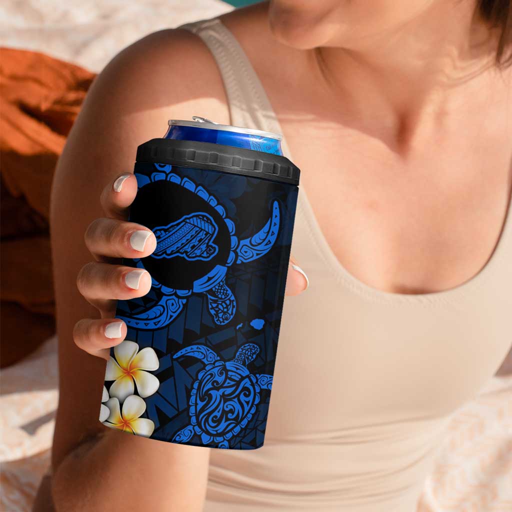 Hawaii Kahoolawe Islands Pacific Plumeria 4 in 1 Can Cooler Tumbler Blue Polynesian Tattoo LT9 - Polynesian Pride