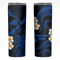 Hawaii Kahoolawe Islands Pacific Plumeria Skinny Tumbler Blue Polynesian Tattoo LT9 Blue - Polynesian Pride