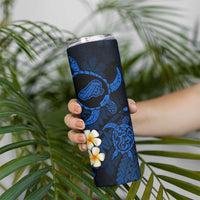 Hawaii Kahoolawe Islands Pacific Plumeria Skinny Tumbler Blue Polynesian Tattoo LT9 - Polynesian Pride