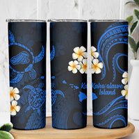 Hawaii Kahoolawe Islands Pacific Plumeria Skinny Tumbler Blue Polynesian Tattoo LT9 - Polynesian Pride
