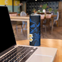 Hawaii Kahoolawe Islands Pacific Plumeria Skinny Tumbler Blue Polynesian Tattoo LT9 - Polynesian Pride