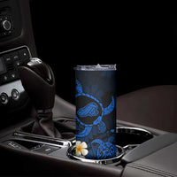 Hawaii Kahoolawe Islands Pacific Plumeria Skinny Tumbler Blue Polynesian Tattoo LT9 - Polynesian Pride