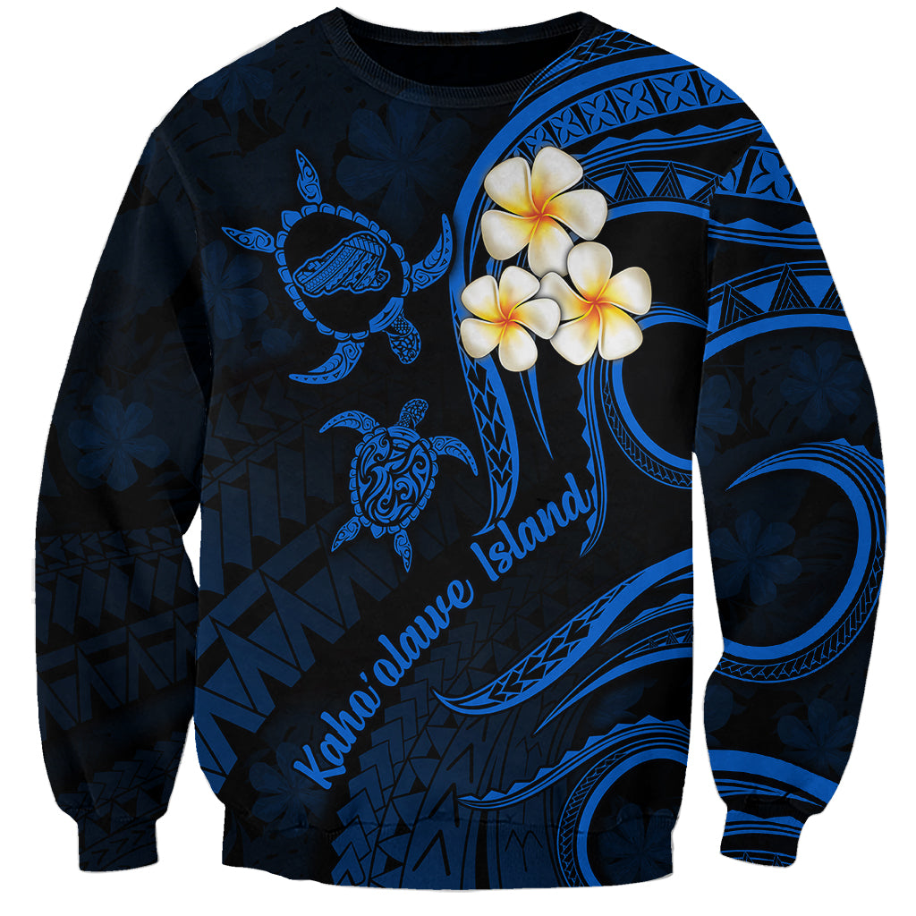 Hawaii Sweatshirt Kahoolawe Islands Polynesian Sunset Plumeria LT9 Unisex Blue - Polynesian Pride