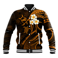 Hawaii Baseball Jacket Kahoolawe Islands Polynesian Sunset Plumeria Gold Vibe LT9 Unisex Gold - Polynesian Pride