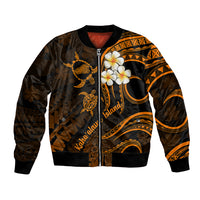 Hawaii Bomber Jacket Kahoolawe Islands Polynesian Sunset Plumeria Gold Vibe LT9 Unisex Gold - Polynesian Pride