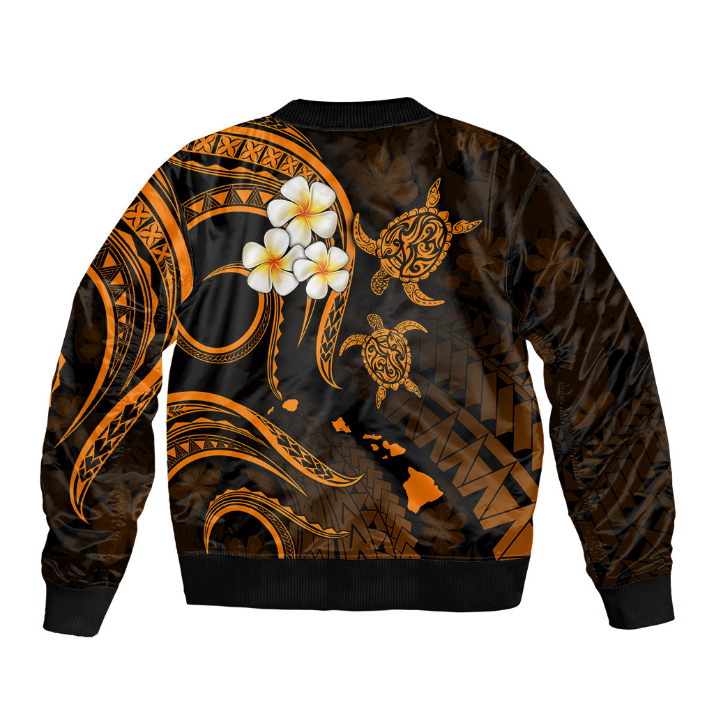 Hawaii Bomber Jacket Kahoolawe Islands Polynesian Sunset Plumeria Gold Vibe LT9 - Polynesian Pride