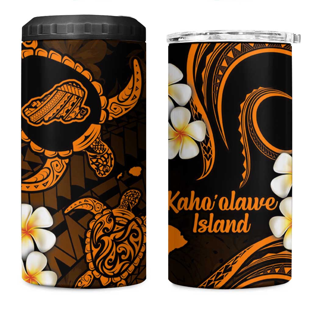 Hawaii Kahoolawe Islands Pacific Plumeria 4 in 1 Can Cooler Tumbler Gold Polynesian Tattoo LT9 One Size: 16 oz Gold - Polynesian Pride