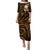 Hawaii Puletasi Kahoolawe Islands Polynesian Sunset Plumeria Gold Vibe LT9 Long Dress Gold - Polynesian Pride