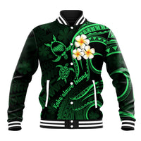 Hawaii Baseball Jacket Kahoolawe Islands Polynesian Sunset Plumeria Green Vibe LT9 Unisex Green - Polynesian Pride