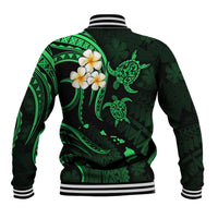 Hawaii Baseball Jacket Kahoolawe Islands Polynesian Sunset Plumeria Green Vibe LT9 - Polynesian Pride