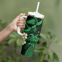 Hawaii Kahoolawe Islands Pacific Plumeria Tumbler With Handle Green Polynesian Tattoo LT9 - Polynesian Pride