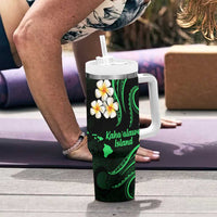 Hawaii Kahoolawe Islands Pacific Plumeria Tumbler With Handle Green Polynesian Tattoo LT9 - Polynesian Pride