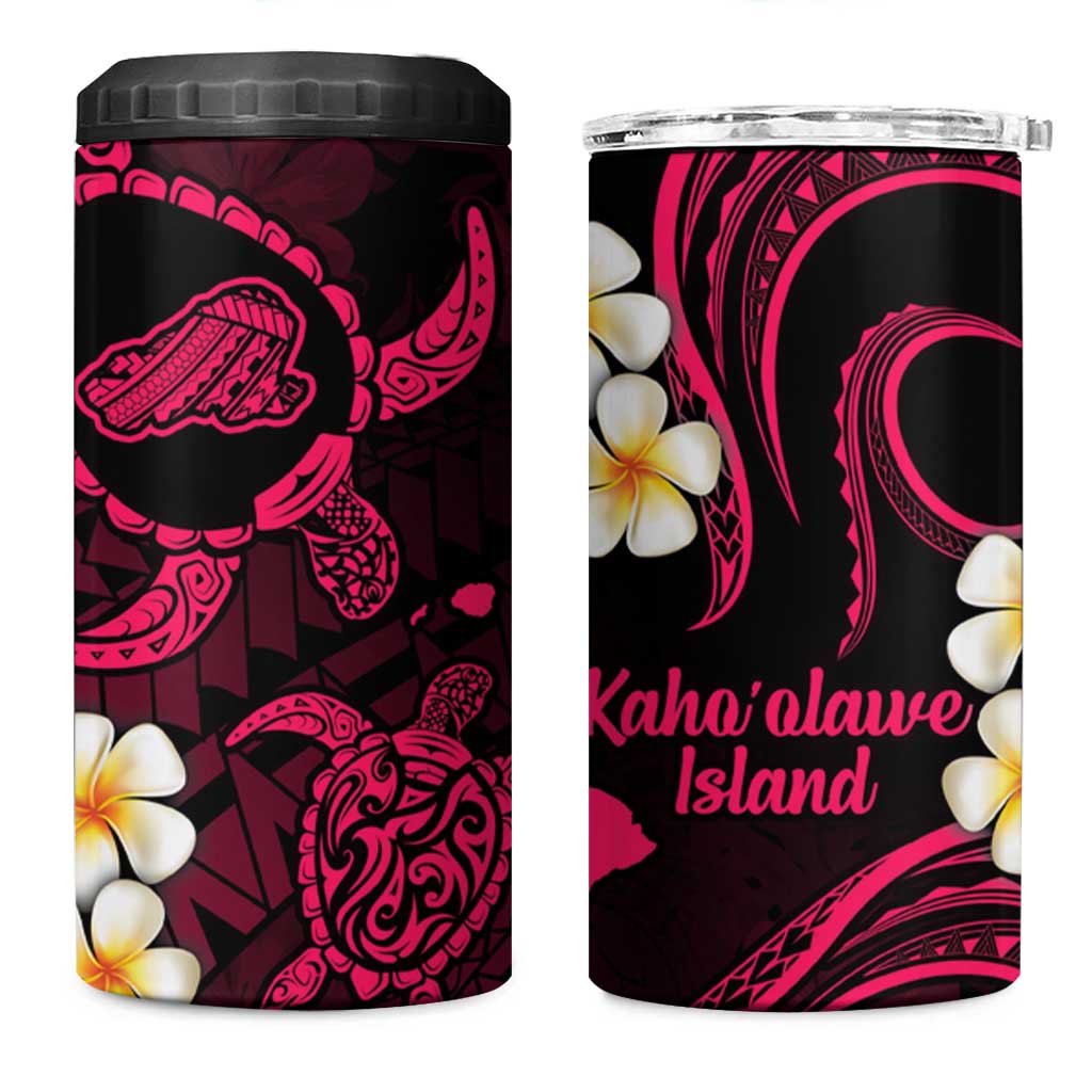 Hawaii Kahoolawe Islands Pacific Plumeria 4 in 1 Can Cooler Tumbler Pink Polynesian Tattoo LT9 One Size: 16 oz Pink - Polynesian Pride
