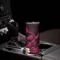 Hawaii Kahoolawe Islands Pacific Plumeria Skinny Tumbler Pink Polynesian Tattoo LT9 - Polynesian Pride