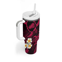 Hawaii Kahoolawe Islands Pacific Plumeria Tumbler With Handle Pink Polynesian Tattoo LT9 - Polynesian Pride