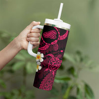 Hawaii Kahoolawe Islands Pacific Plumeria Tumbler With Handle Pink Polynesian Tattoo LT9 - Polynesian Pride