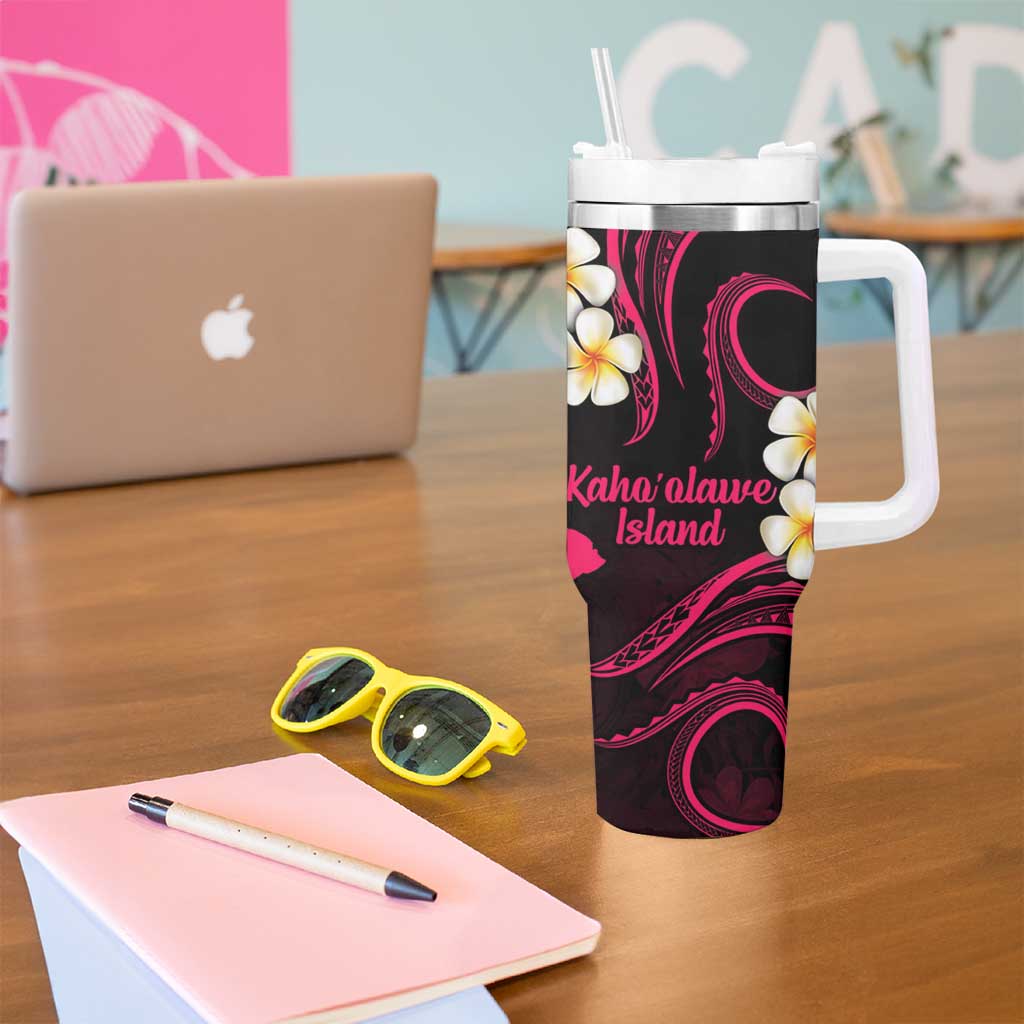 Hawaii Kahoolawe Islands Pacific Plumeria Tumbler With Handle Pink Polynesian Tattoo LT9 - Polynesian Pride