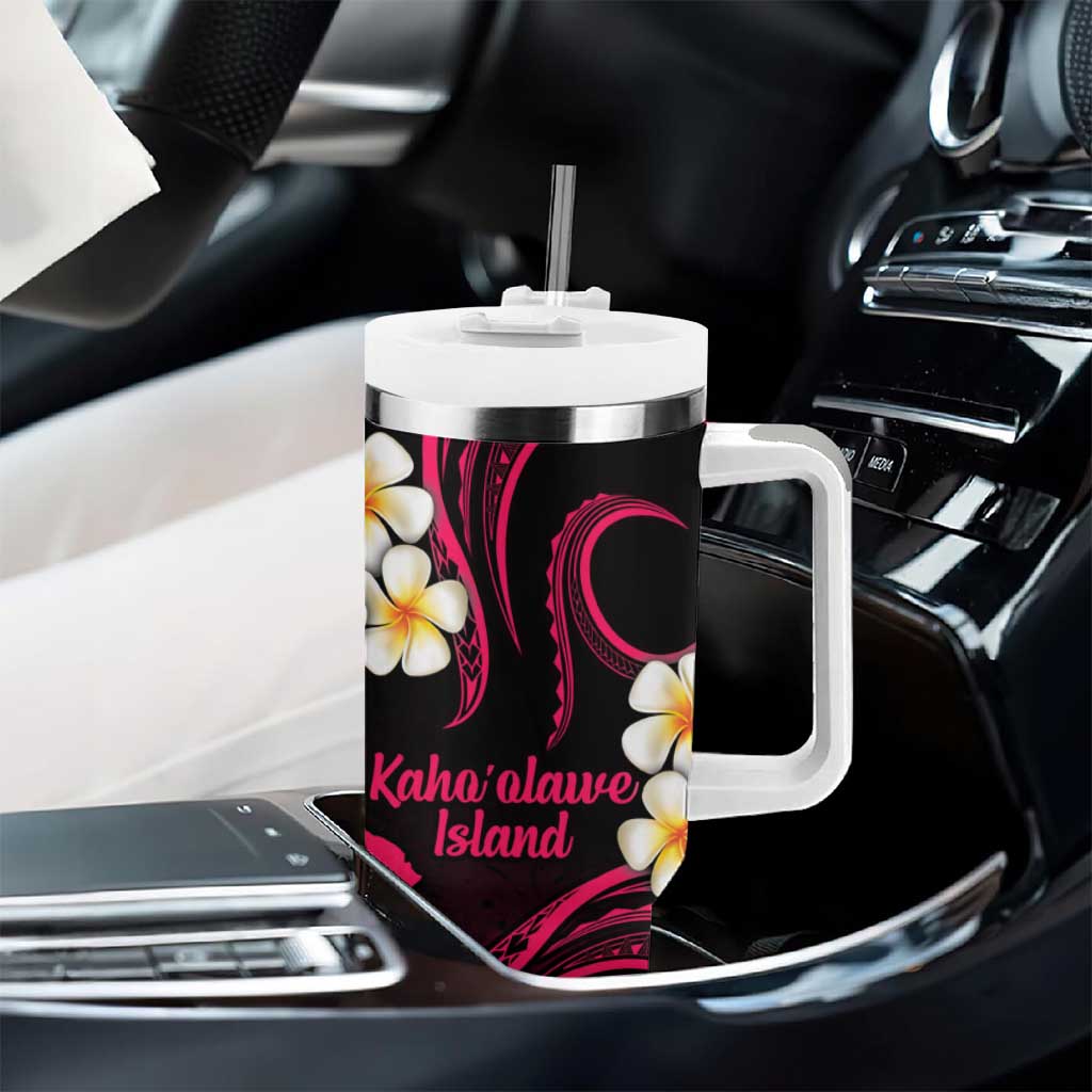 Hawaii Kahoolawe Islands Pacific Plumeria Tumbler With Handle Pink Polynesian Tattoo LT9 - Polynesian Pride