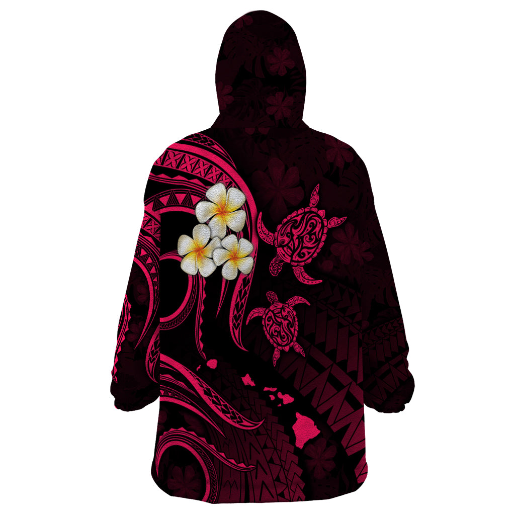 Hawaii Wearable Blanket Hoodie Kahoolawe Islands Polynesian Sunset Plumeria Pink Vibe LT9 - Polynesian Pride