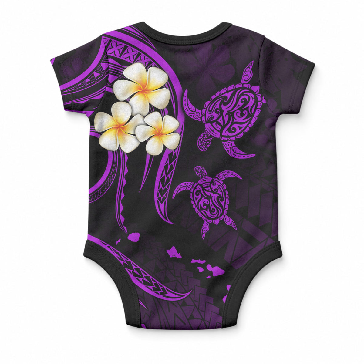 Polynesian Hawaii Kahoolawe Islands Baby Onesie with Pacific Plumeria Purple Vibe LT9 - Polynesian Pride