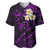 Polynesian Hawaii Baseball Jersey Kahoolawe Islands with Pacific Plumeria Purple Vibe LT9 Purple - Polynesian Pride