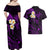 Polynesian Hawaii Couples Off Shoulder Maxi Dress and Hawaiian Shirt Kahoolawe Islands with Pacific Plumeria Purple Vibe LT9 - Polynesian Pride