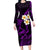 Polynesian Hawaii Long Sleeve Bodycon Dress Kahoolawe Islands with Pacific Plumeria Purple Vibe LT9 Long Dress Purple - Polynesian Pride