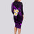 Polynesian Hawaii Long Sleeve Bodycon Dress Kahoolawe Islands with Pacific Plumeria Purple Vibe LT9 - Polynesian Pride