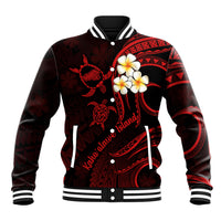 Polynesian Hawaii Baseball Jacket Kahoolawe Islands with Pacific Plumeria Red Vibe LT9 Unisex Red - Polynesian Pride