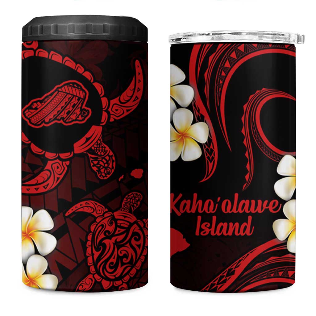 Hawaii Kahoolawe Islands Pacific Plumeria 4 in 1 Can Cooler Tumbler Red Polynesian Tattoo LT9 One Size: 16 oz Red - Polynesian Pride