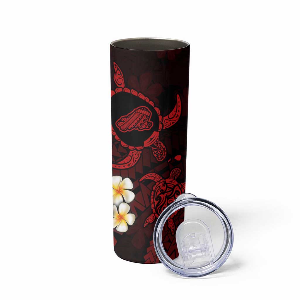 Hawaii Kahoolawe Islands Pacific Plumeria Skinny Tumbler Red Polynesian Tattoo LT9 - Polynesian Pride