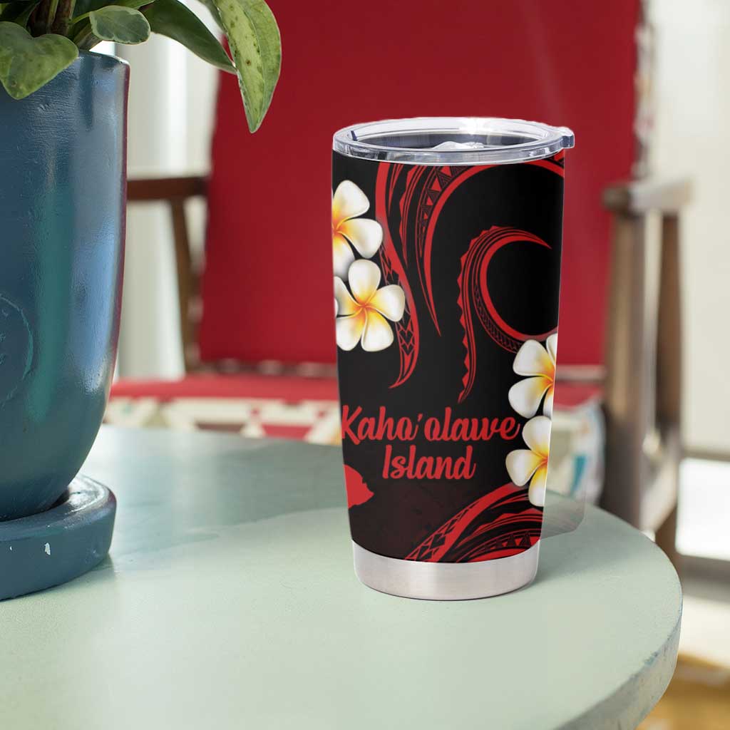 Hawaii Kahoolawe Islands Pacific Plumeria Tumbler Cup Red Polynesian Tattoo LT9 - Polynesian Pride