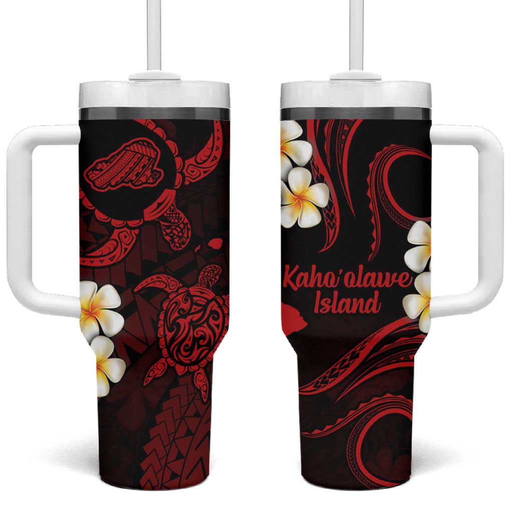 Hawaii Kahoolawe Islands Pacific Plumeria Tumbler With Handle Red Polynesian Tattoo LT9 One Size: 40 oz Red - Polynesian Pride