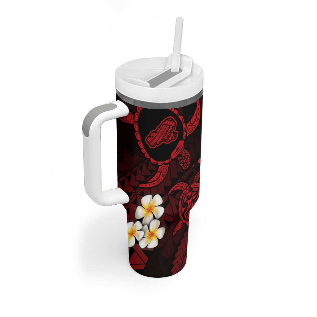 Hawaii Kahoolawe Islands Pacific Plumeria Tumbler With Handle Red Polynesian Tattoo LT9 - Polynesian Pride