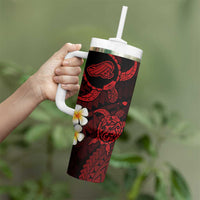 Hawaii Kahoolawe Islands Pacific Plumeria Tumbler With Handle Red Polynesian Tattoo LT9 - Polynesian Pride