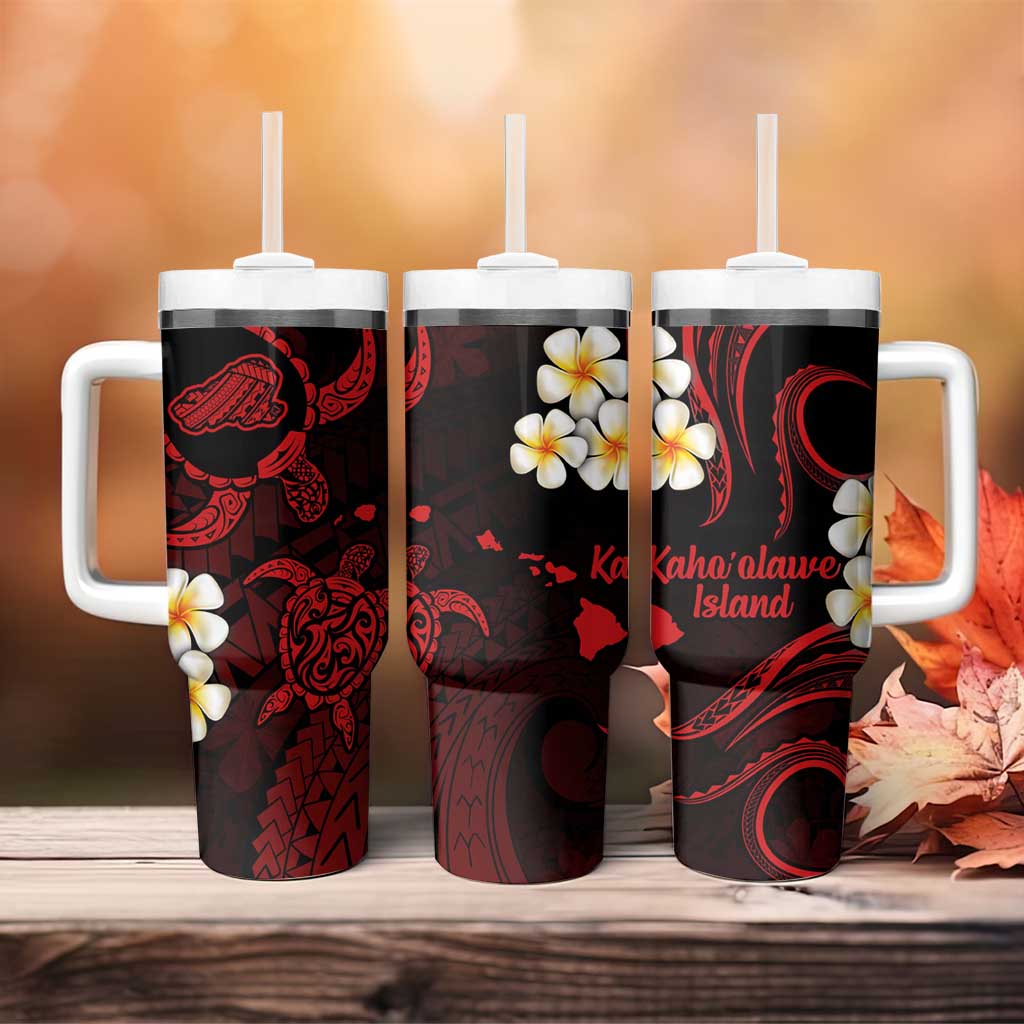Hawaii Kahoolawe Islands Pacific Plumeria Tumbler With Handle Red Polynesian Tattoo LT9 - Polynesian Pride