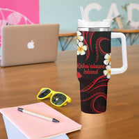 Hawaii Kahoolawe Islands Pacific Plumeria Tumbler With Handle Red Polynesian Tattoo LT9 - Polynesian Pride