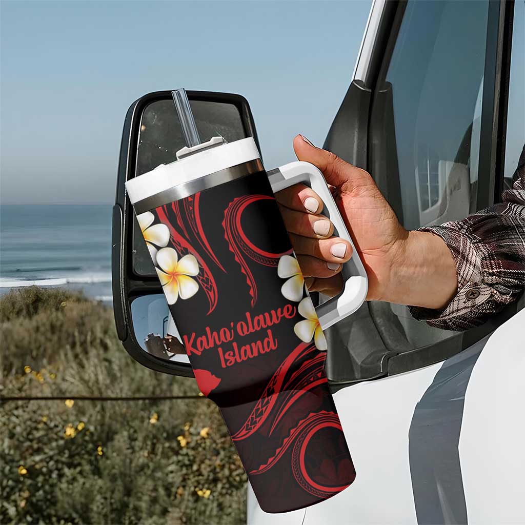 Hawaii Kahoolawe Islands Pacific Plumeria Tumbler With Handle Red Polynesian Tattoo LT9 - Polynesian Pride