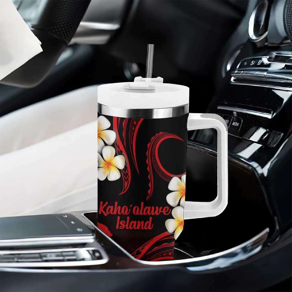 Hawaii Kahoolawe Islands Pacific Plumeria Tumbler With Handle Red Polynesian Tattoo LT9 - Polynesian Pride