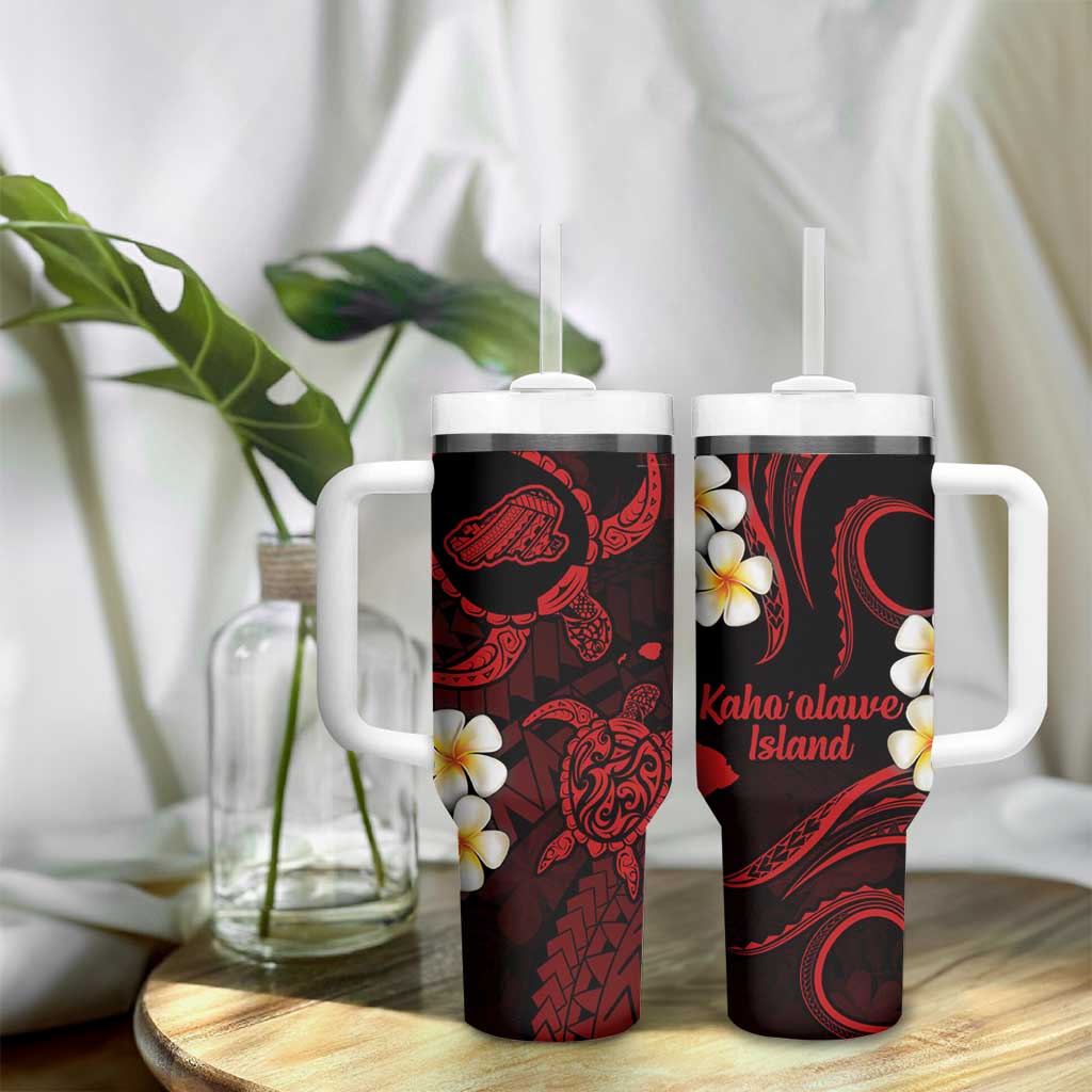 Hawaii Kahoolawe Islands Pacific Plumeria Tumbler With Handle Red Polynesian Tattoo LT9 - Polynesian Pride