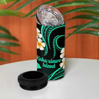 Hawaii Kahoolawe Islands Pacific Plumeria 4 in 1 Can Cooler Tumbler Turquoise Polynesian Tattoo LT9 - Polynesian Pride