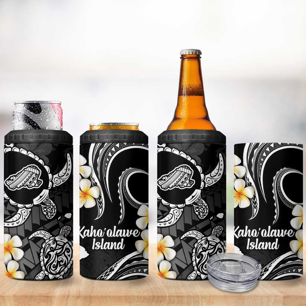 Hawaii Kahoolawe Islands Pacific Plumeria 4 in 1 Can Cooler Tumbler White Polynesian Tattoo LT9 - Polynesian Pride
