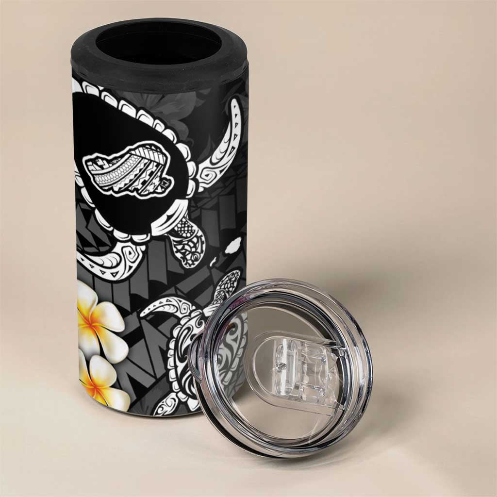 Hawaii Kahoolawe Islands Pacific Plumeria 4 in 1 Can Cooler Tumbler White Polynesian Tattoo LT9 - Polynesian Pride